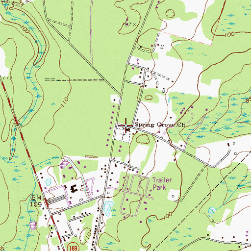 Topographic Map of Spring Grove Church, GA