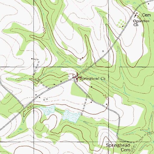 Topographic Map of Springhead Church, GA