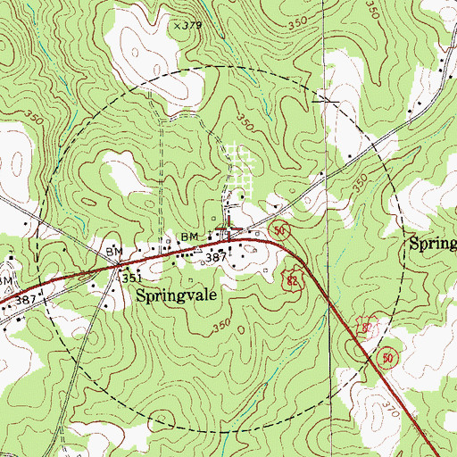 Topographic Map of Springvale, GA