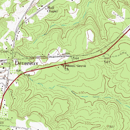 Topographic Map of Stancil Grove Church, GA