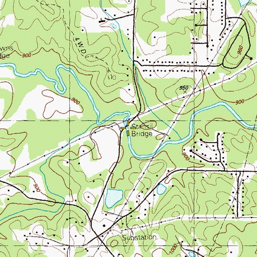 Topographic Map of Stansil Bridge, GA