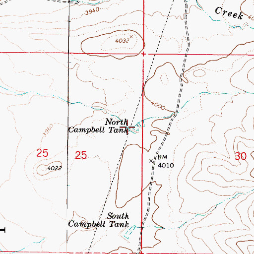 Topographic Map of North Campbell Tank, AZ