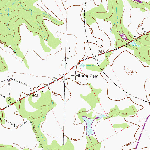 Topographic Map of Stark Cemetery, GA