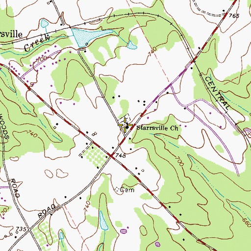 Topographic Map of Starrsville Church, GA