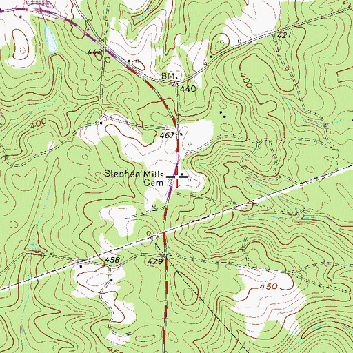 Topographic Map of Stephen Mills Cemetery, GA