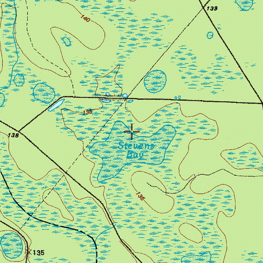 Topographic Map of Stevens Bay, GA