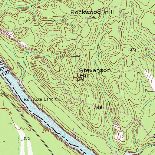 Topographic Map of Stevenson Hill, GA