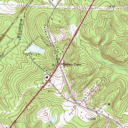 Topographic Map of Stiles Cemetery, GA