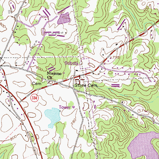 Topographic Map of Stone Cemetery, GA