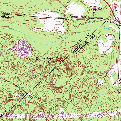 Topographic Map of Stone Creek Cemetery, GA