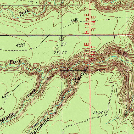 Topographic Map of North Fork Palomino Canyon, AZ