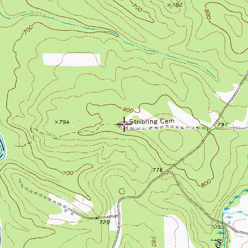Topographic Map of Stribling Cemetery, GA