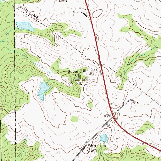 Topographic Map of Sugar Hill Church, GA