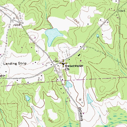 Topographic Map of Sweetwater Church, GA