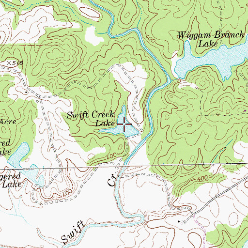 Topographic Map of Swift Creek Lake, GA