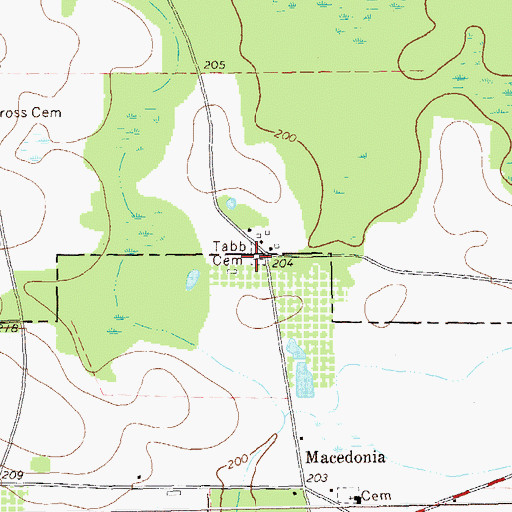 Topographic Map of Tabb Cemetery, GA