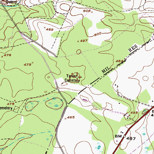 Topographic Map of Tarver Cemetery, GA