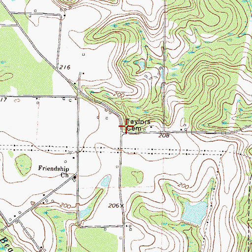 Topographic Map of Taylors Cemetery, GA