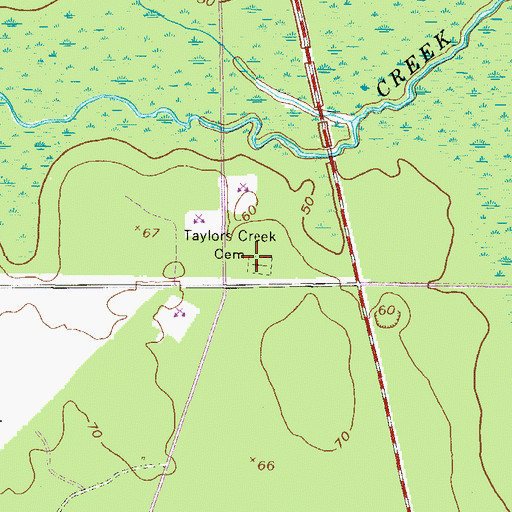 Topographic Map of Taylors Creek Cemetery, GA