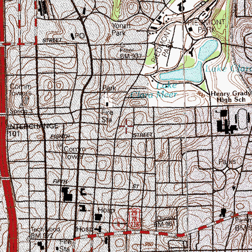 Topographic Map of Tenth Street School, GA