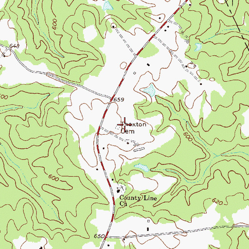 Topographic Map of Thaxton Cemetery, GA