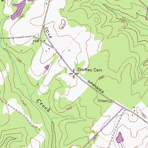Topographic Map of Thomas Cemetery, GA