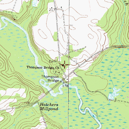 Topographic Map of Thompson Bridge Church, GA
