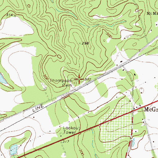 Topographic Map of Thompson Cemetery, GA