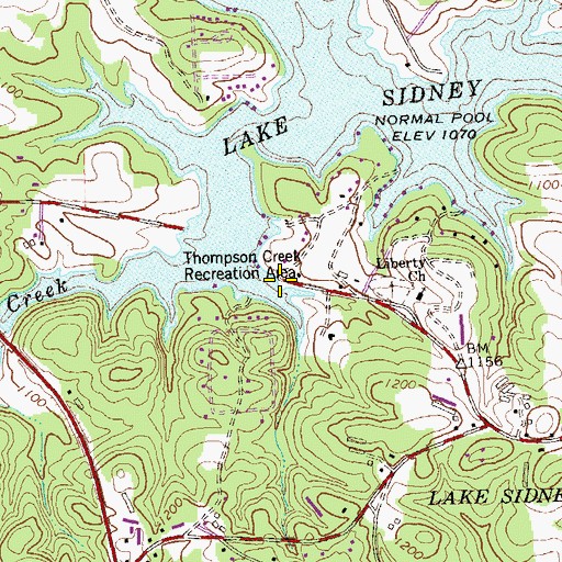 Topographic Map of Thompson Creek Access Point, GA