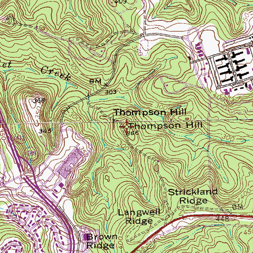 Topographic Map of Thompson Hill, GA