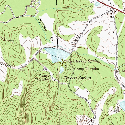Topographic Map of Thundering Spring, GA