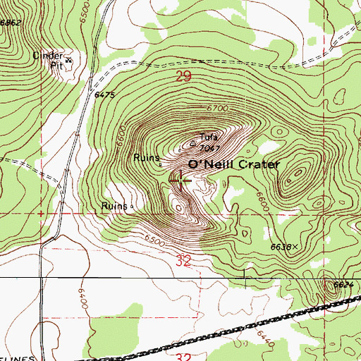 Topographic Map of O'Neill Crater, AZ
