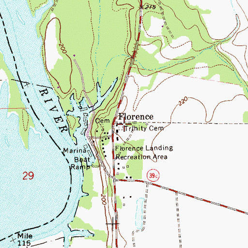 Topographic Map of Trinity Cemetery, GA