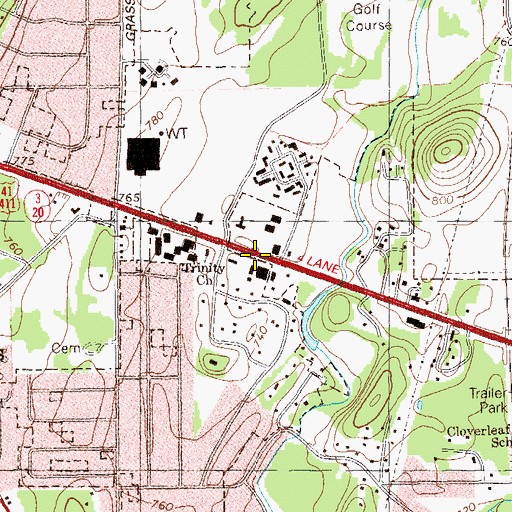Topographic Map of Trinity Church, GA