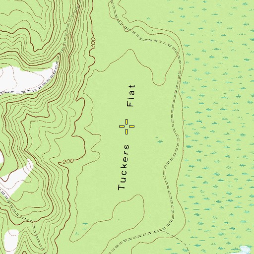 Topographic Map of Tuckers Flat, GA