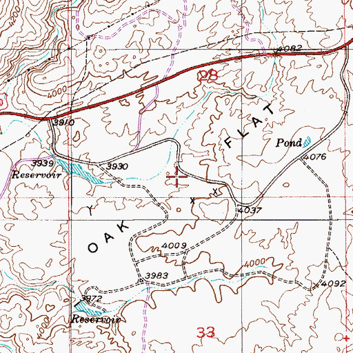 Topographic Map of Oak Flat, AZ
