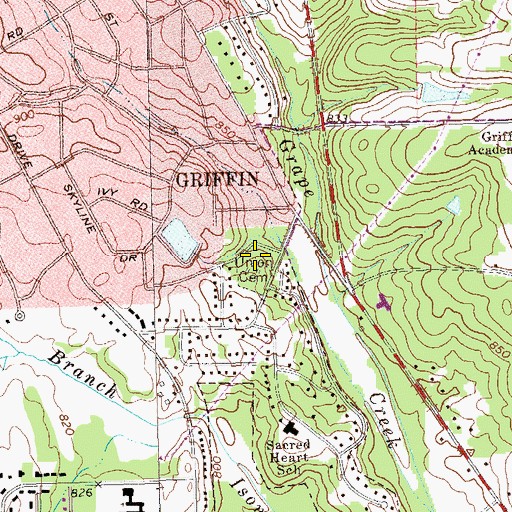 Topographic Map of Union Cemetery, GA