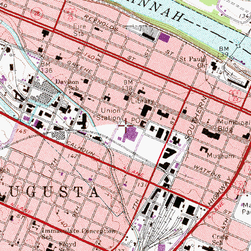 Topographic Map of Union Station, GA