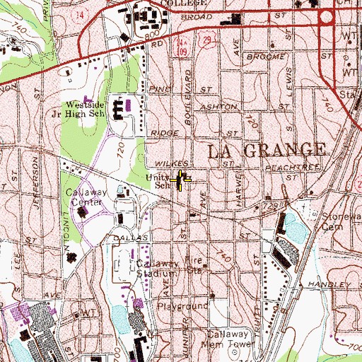 Topographic Map of Unity Elementary School, GA