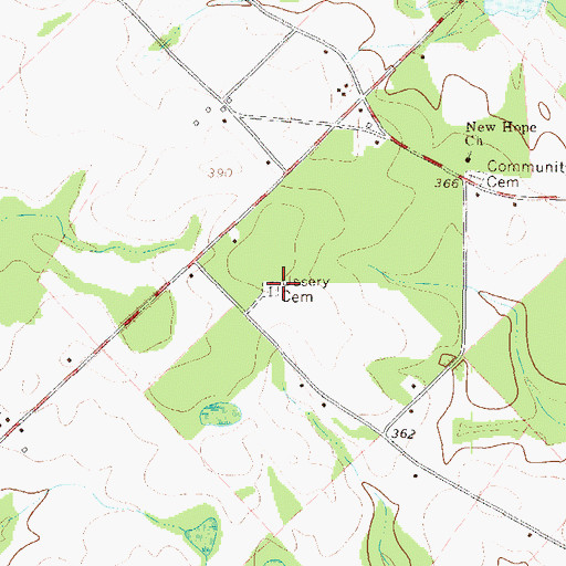 Topographic Map of Ussery Cemetery, GA