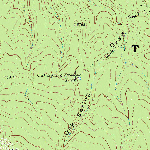 Topographic Map of Oak Spring Draw Tank, AZ