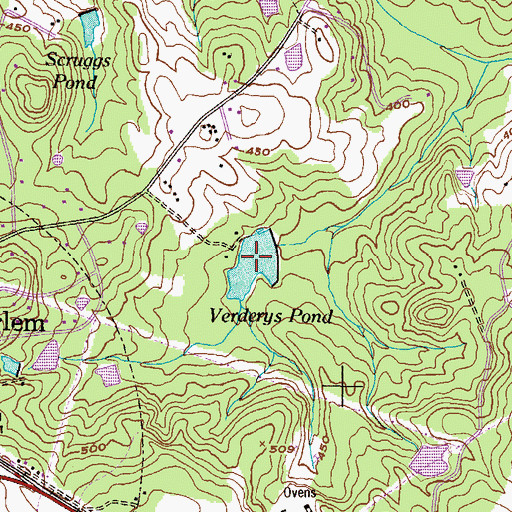 Topographic Map of Verderys Pond, GA