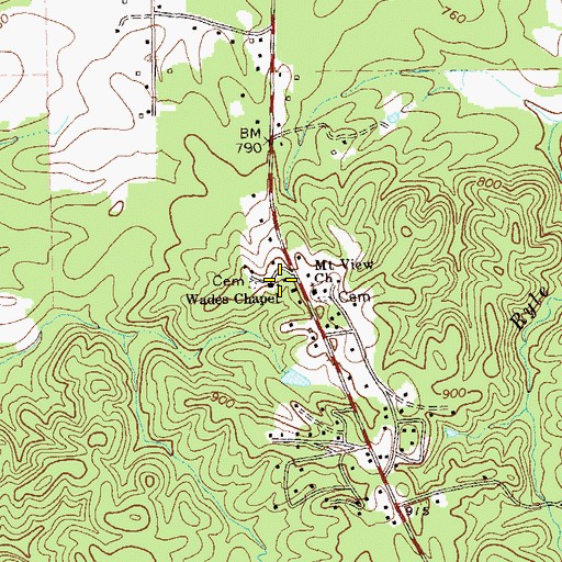 Topographic Map of Wades Chapel, GA