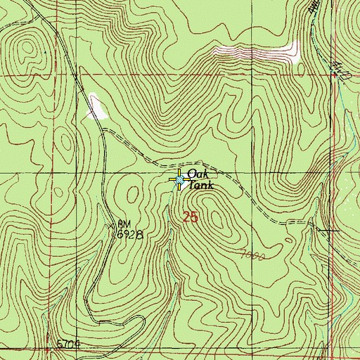 Topographic Map of Oak Tank, AZ