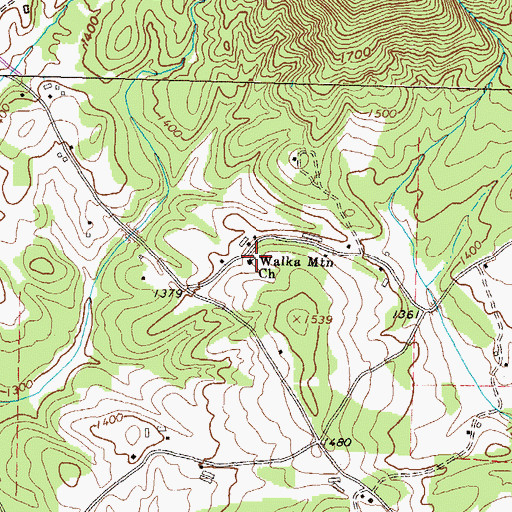 Topographic Map of Walka Mountain Church, GA