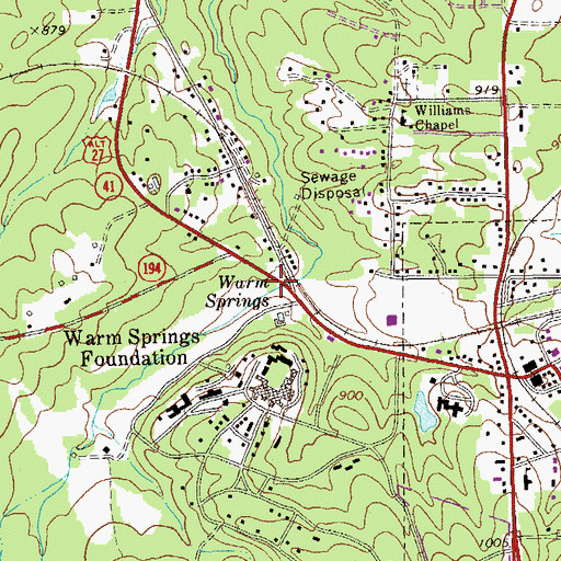 Topographic Map of Warm Springs, GA