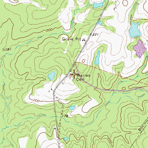 Topographic Map of Warren Cemetery, GA
