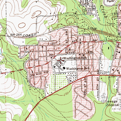 Topographic Map of Washington School, GA