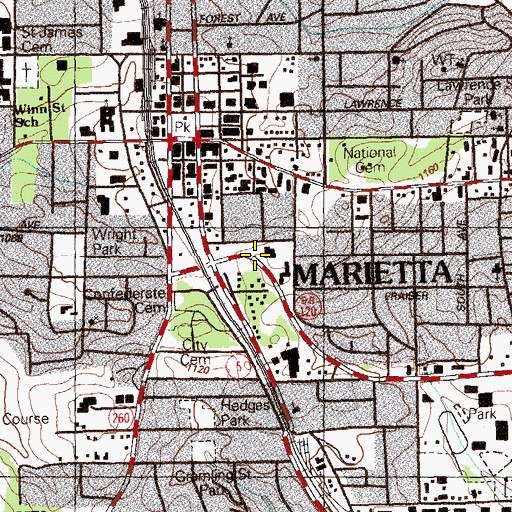 Topographic Map of Waterman Street School, GA