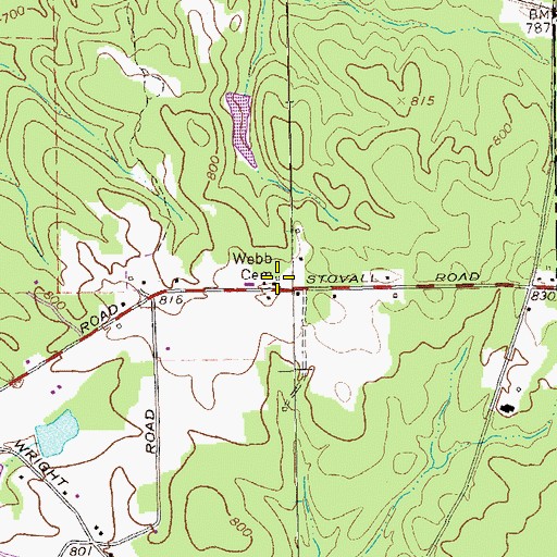 Topographic Map of Webb Cemetery, GA